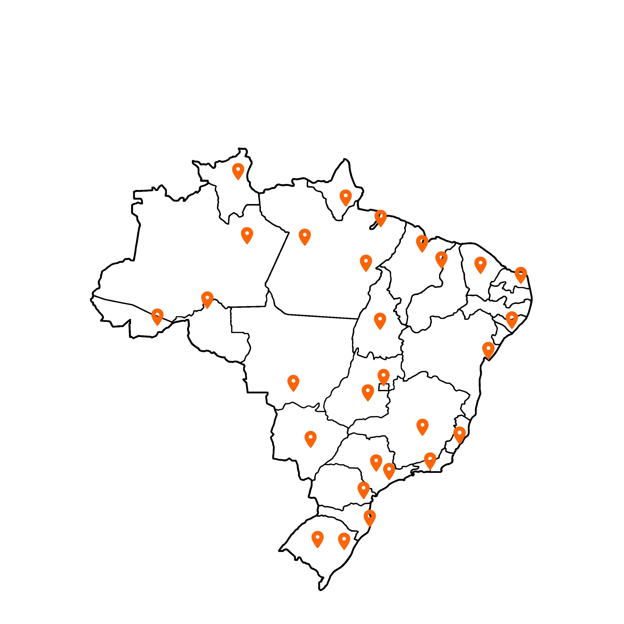 Mapa do Brasil — clientes atendidos.