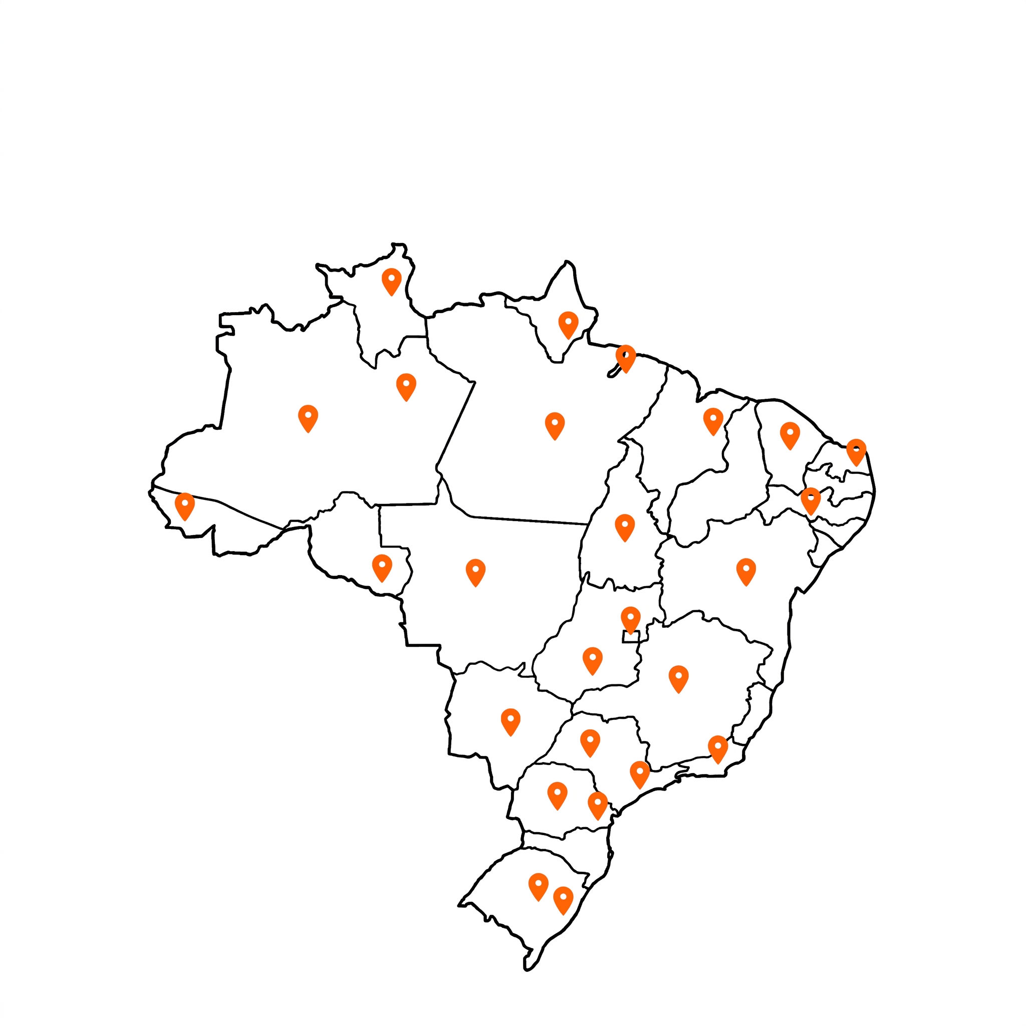 Mapa do Brasil — pátios de apoio.
